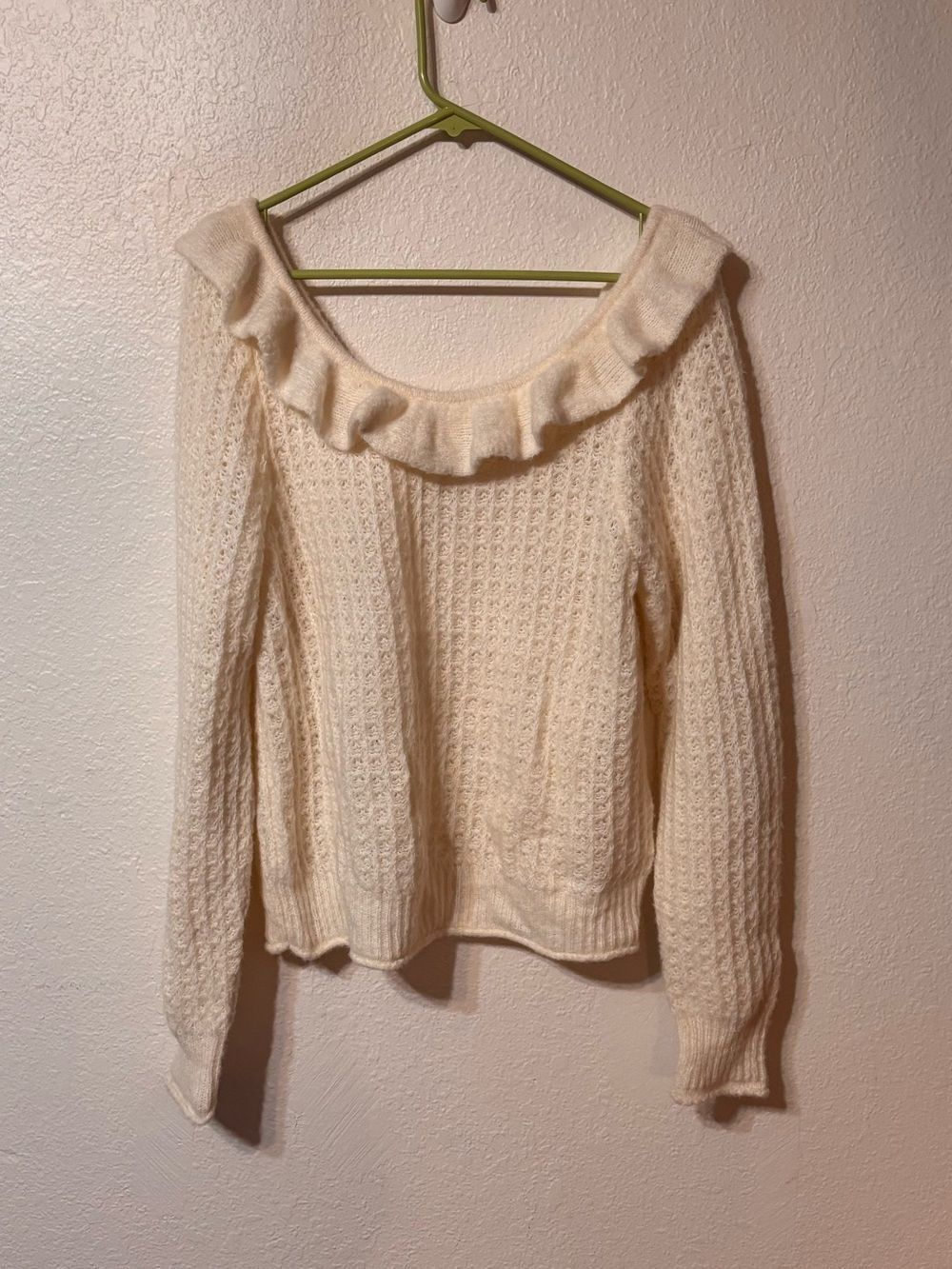 Anthropologie Ruffled Boat Neck Sweater XL
